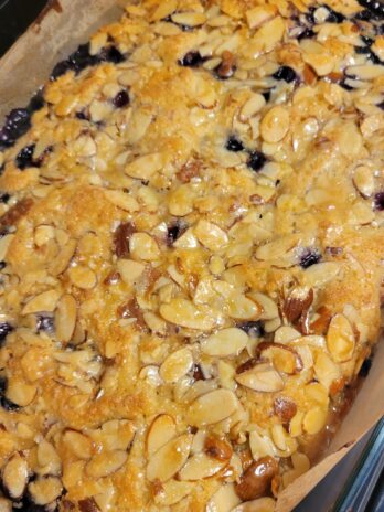 Blueberry Almond Praline Cake
